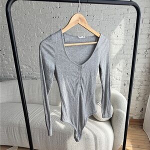 Elodie Heather Gray Long Sleeve Bodysuit
